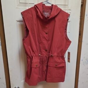Stylish Sleeveless Coral Vest with Hood